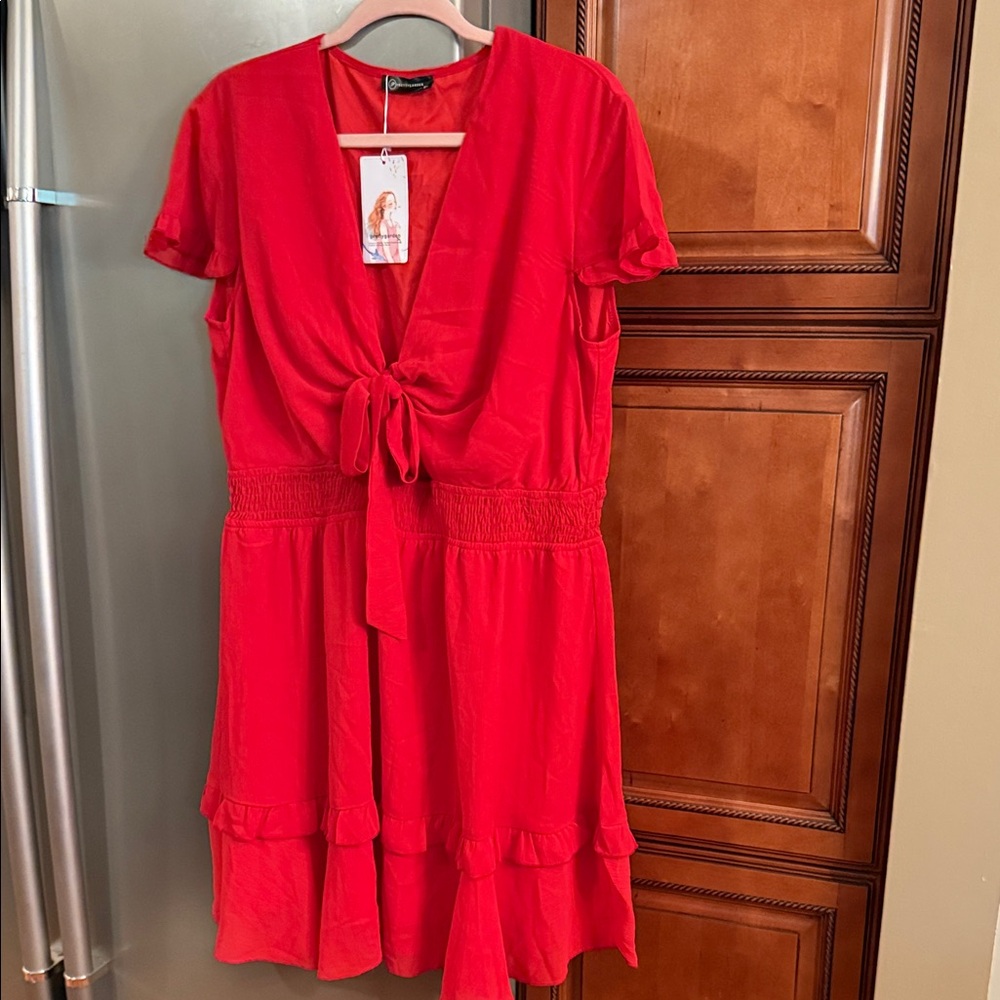 Chic Red Tie-Front Mini Dress
